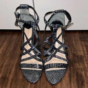 10 Crosby Derek Lam Navy/Blue Strappy Heeled Sandal, Size 9
